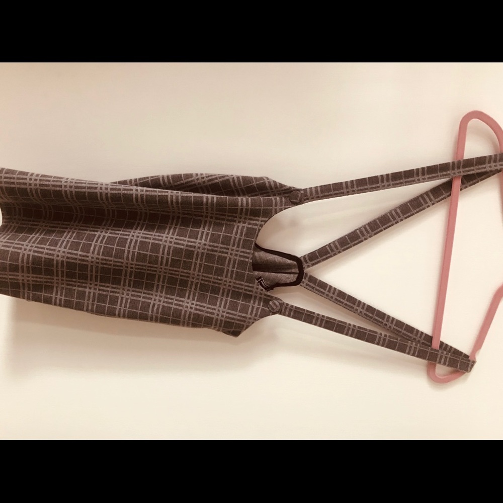 Forever21 Grey Plaid Overall Mini Dress